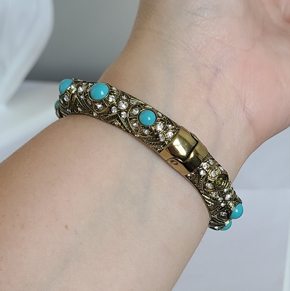 Vintage Heidi Daus Boho Encrusted Bangle Swarovski Crystal Cuff Bangle Bracelet - Picture 5 of 14